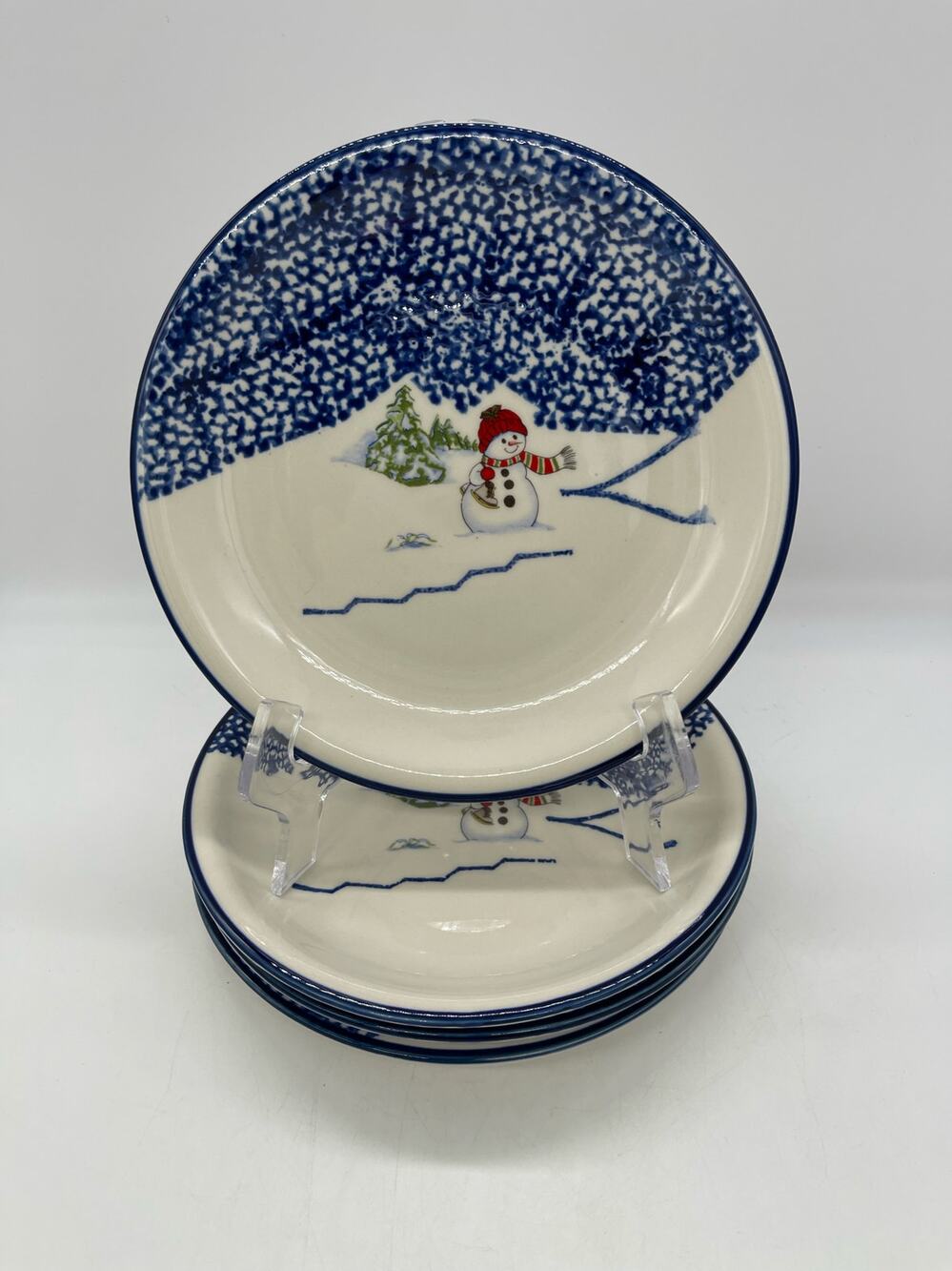 Thomson Pottery Snowman Christmas Salad Plates